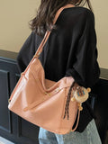 Purpdrank  Retro Large Capaci Tote Bag Women's Spring 2025 Faionable Casual Bapa Handbag Soft PU Leather Single oulder Strap