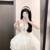 Purpdrank  New Korean High Waist Slim Fit Bowknot Lace Up Sweet Princess Dress Women Birthday Party Elegant Midi Dress Female Chic Outfits