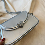 Purpdrank  Loving Heart Buckle Crossbody Bags For Women Luxury Designer Handbags Silver Color Small Shoulder Underarm Phone Bag
