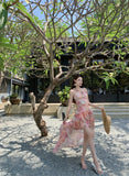 Purpdrank  Vacation Style Dress for Women Summer New Irregular Ruffle Short Dress Strapless Dress
