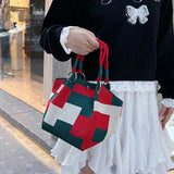 Purpdrank  Adjustable Straps Knitted Tote Bag Large Capaci Portable Handbag for Commuting And Outings Versatile Casual Women's Bag