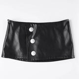 Purpdrank  Sexy Pu Leather Asymmetrical Super Mini Skirts With Shorts Y2K Slim Low-Wiasted Button Bodycon Skirts Women Summer Fashion