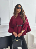Purpdrank  Luxury Wool Coat Bat Sleeve Jacket Women's Autumn Winter Tweed Jacket Cape Warm Loose Outerwear Design Belt Button Free Shipping