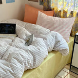 Purpdrank  Hot Sale Striped Cotton Bedding Set Soft & Skin-Friendly Duvet Cover Sets Japan and Korea Style Design Bed Linen Set