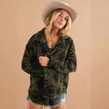 Purpdrank  Vintage Jacket Women's Clothing Trend Autumn Winter Fleece Coats Single Breasted Streetwear Chic Long Sleeve Jacket Lapel Print