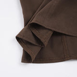 Purpdrank  Elegant Solid 2 Piece Outfit Women's Sexy Lace Trim V Front Sleeveless Halter Crop Top and Ruffles Mini Skirt Matching Set