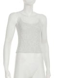 Purpdrank  Crop Tops Women Square Collar Lace Bow Patchwork Tops Holiday Beach Basic Y2K Tank Top Summer Streetwear Spice Girls Top