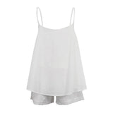Purpdrank  Spring/summer 2025 Cotton Casual Suit Women's Solid Color Sleeveless Loose Suspender Top and Shorts Two-piece Suit