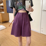 Purpdrank  Korean  Cotton Casual Shorts Women Casuial  Wide Leg Straight Short Pans Women Summer All Match Streetwear Bottoms New
