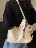Purpdrank  Retro Large Capaci Tote Bag Women's Spring 2025 Faionable Casual Bapa Handbag Soft PU Leather Single oulder Strap