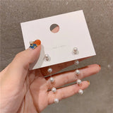 2024 New Trend Simulation Pearl Long Earrings Women's Flower Rhinestone Wedding Pendant Earrings Fashion Korean Jewelry Earrings