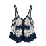 Purpdrank  Holiday Style Summer Women's Crocheted Suspender Tops V-Neck Backless Casual Beach Bohemian Tops