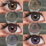 Purpdrank  1 Pair Brown Colored Contact Lenses Yearly Disposable Natural Color Contacts for Blue Lenses Beauty Makeup Brown Lens