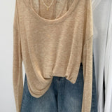 Purpdrank  Women's Oatmeal Color Lazy Style See-Through Sunscreen Blouse Early Spring Versatile Anti-Exposure Two-Piece Set Top