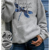 Purpdrank  Women's round Neck Sweatshirt Fleece-Lined Casual Printed Pullover Independent Station European And American Style Christmas