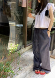 Purpdrank  Chic Autumn New Retro All-Match Elastic Waist Dstring Loose Casual Wide Leg Jeans Women's Trousers Casual Loose Fit Jeans