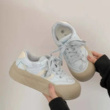 Purpdrank  Women's Casual Versatile Spring 2025 Platform Sneakers Flat Bottom Shoes Rubber Upper Polyurethane Insole And Lining