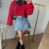 Purpdrank  Spring Summer Vintage Women's Denim Short Skirts 2025 New High Waist Patchwork Casual A-line Sexy Mini Skirts Female