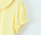 Purpdrank  Cute Youthful Doll Collar Pleated Short Skirt Women's Fashion Mini Dress Bubble Sleeve Waist Cinched College Style Chic