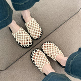 Purpdrank  Krazing Pot Plus Size Weave Med Heels Concise Slingback Mules Summer Sandals Dating Breathable Vacation Comfort Women Slippers