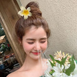 Purpdrank  Gradient 8cm Large Flower Acrylic Hair Clip for Women Sweet Hairpins Hair Claws Crab Clamp Barrettes Hawaiian Hair Accessories