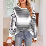 Purpdrank  Women's Oversized Casual Striped Guard Top Autumn Winter New Style Europe And US Fashion Loose Fit Sweatshirt