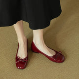 Purpdrank  Woman's Flats Patent Leather Ballet Flats Bowtie Boat Shoes Low Heels Slip on Flat Shoes Woman Black Loafers Spring Autumn