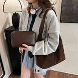 Purpdrank  2-IN-1 Underarm Shoulder Bag Sets For Women Faux Suede Multi Pockets Large Capacity Shopper Tote Bag 2025 Latest Handbags