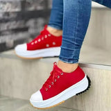 Purpdrank  Trendy Thick Soled Sports Shoes Autumn Women's Casual Canvas Shoes Thick Soled Height Increasing Sports Women's Lace Shoes