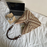 Purpdrank   Women Weaving Clutches Top-handle Bag Large Portable Shoulder Bag Beach Purses Shopper Satchel Female Tote Bags Handbags