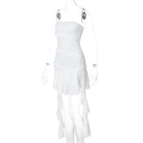 Purpdrank  Tube Dress for Women y2k Clothes Summer Off Shoulder Strapless Sleeveless Ruffle Hem Mini Dress Evening Party Dresses