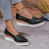 Purpdrank  Women's Casual Breathable Woven Raffia Rope Platform Slip-On Shoes round Toe Mid Heel PVC Outsole Comfortable Autumn Season