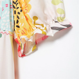 Purpdrank  Summer New Women's Fashion and Elegance Slim Fit Versatile Printed Embroidered Square Neck Dress