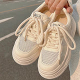 Purpdrank  Summer Hollow Out Thick Bottom Vulcanized Shoes Woman Chunky Platform White Sneakers Women Comfortable Lace Up Sports Shoes