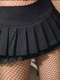 Purpdrank  Striped Skirt Women's High Waist Fashion Pleated A-Line Skirts Simple Spice Girls Lace Spliced Mini Skirts Summer New