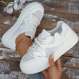 Purpdrank  New Breathable White Sneakers Women Comfortable Thick Bottom Vulcanizd Shoes Woman Spring Summer Lace Up Causal Sneakers