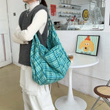 Purpdrank  Colorful Plaid Shoulder Bags for Women Large Capacity Portable Ladies Tote Underarm Bag Travel Outdoor Female Casual Handbags
