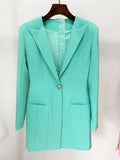 HIGH QUALITY 2024 Newest Designer Blazer Dress Women's Long Sleeve Notched Collar Single Buttons Slim Fitting Long Blazer