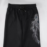 Purpdrank  Autumn Casual All Match Slim Low Waist Print Slight Strech Drawstring Pants