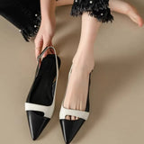 Purpdrank  Summer NewFashion able Pointed Leather Face Color Block Light Mouth Women's Comfortable Sandals for External Wearing autumn