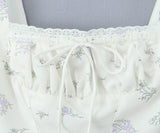 Purpdrank  Summer Sexy Floral Print Corset Camis Women Cross Lacing Up Bandage Bow Back Tank Top Slim Fit Vest Tee