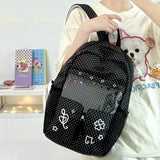 Purpdrank  Star Polka Dots Backpack Y2k Versatile Girl High Capacity Multi Size Commuting Student Lightweight Double Shoulder Canvas Bag