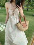 Purpdrank  Summer Vacation Dress Women Sexy Sleeveless Camisole Vestido Lady Beach Flower Printed Elegant Bodycon Spaghetti