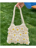 Purpdrank  New Hand Woven Chollowed Out Flower Beach Vacation Casual Versatile Fashion Niche Women's Shoulder Bag