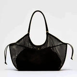 Purpdrank  New Mesh PU Leather Tote Bag Cluth Bag Large Capacity Buckle Woman Luxury Designer Travel Luggage Bag Shopper Handbag