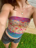 Purpdrank  Holiday Vintage Floral Tube Tops Sexy Slim Slash Neck Sleeveless Tank Tops Women 2025 Summer Fashion Streetwear Ladies