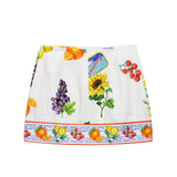 Purpdrank  2025 Women Fashion Floral And Fruit Print A Line Mini Skirt Faldas Mujer Female Side Zipper Casual Vestidos QUN9202