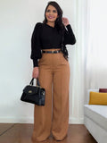 Purpdrank  Women Shiny Yellow Capris Pants High Waist Trousers Office Work Lady Full Length Summer Bottoms Capris Autumn Winter