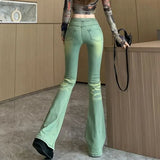 Purpdrank  Bell Bottom Trousers High Waist Shot Womens Flared Jeans South Korea Streetwear On Sale 2025 Quality R Xxl Denim Pants for Women