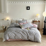 Purpdrank  Korean Princess Style Pastoral Floral Lace 100% Cotton Single Queen King Bedding Set Duvet Cover Flat/Fitted Sheet Pillowcases